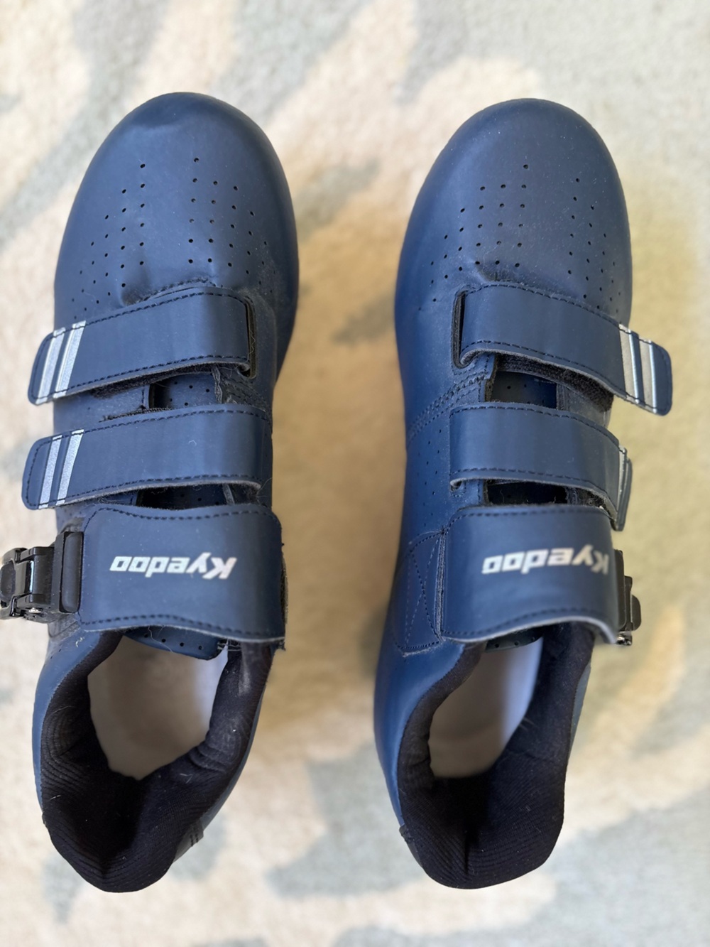 Kyedoo Navy Blue Cycling Shoes with Triple Velcro Straps